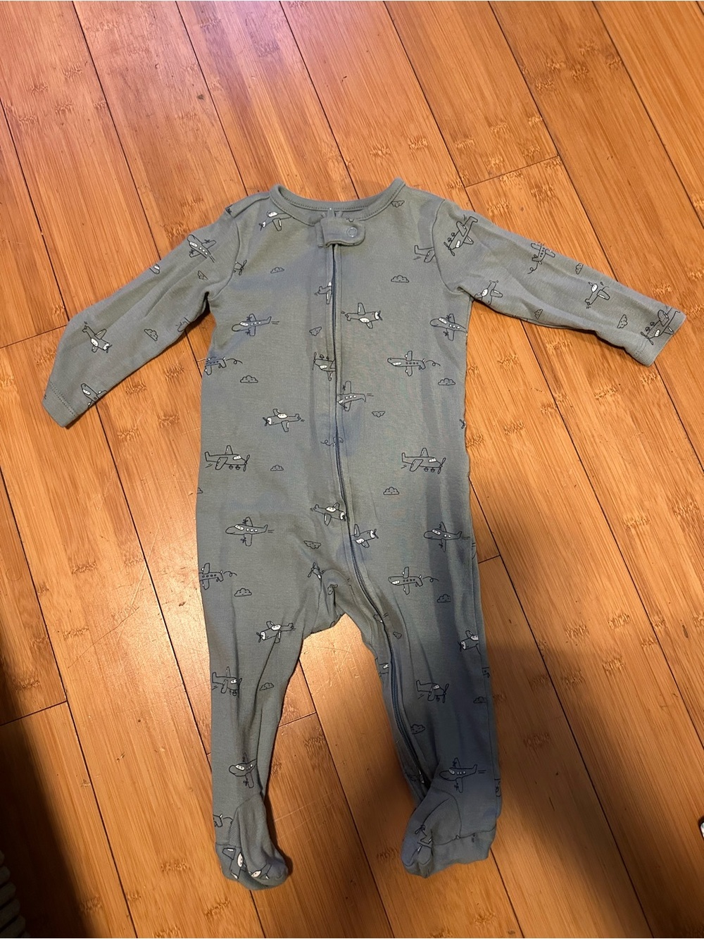 Carter's Blue Airplane Footed One-Piece Pajamas- SIZE 9M